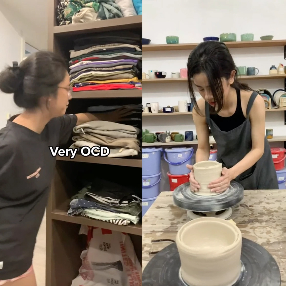 Cô nàng nhìn cũng rất xinh đẹp trong khi đang làm gốm. Đồng thời, người hâm mộ cũng biết thêm, Hàn Hằng mắc OCD