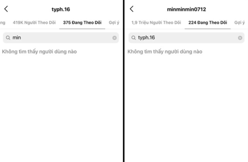 Tài khoản của cả 2 trên Instagram Tài khoản của cả 2 trên Instagram