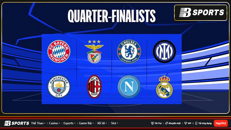 Danh sách 8 đại diện góp mặt vào vòng tứ kết Cúp C1 Champion League 2022/23 Danh sách 8 đại diện góp mặt vào vòng tứ kết Cúp C1 Champion League 2022/23