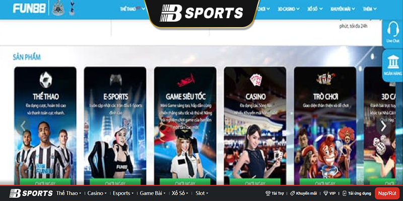 Những tựa game được yêu thích tại fun88