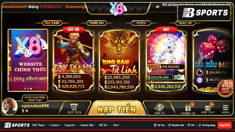 Cổng game X8 nổ hũ
