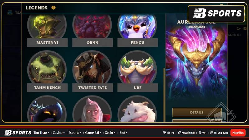 Lựa chọn Huyền Thoại trước khi vào bước chân game đấu Lựa chọn Huyền Thoại trước khi vào bước chân game đấu